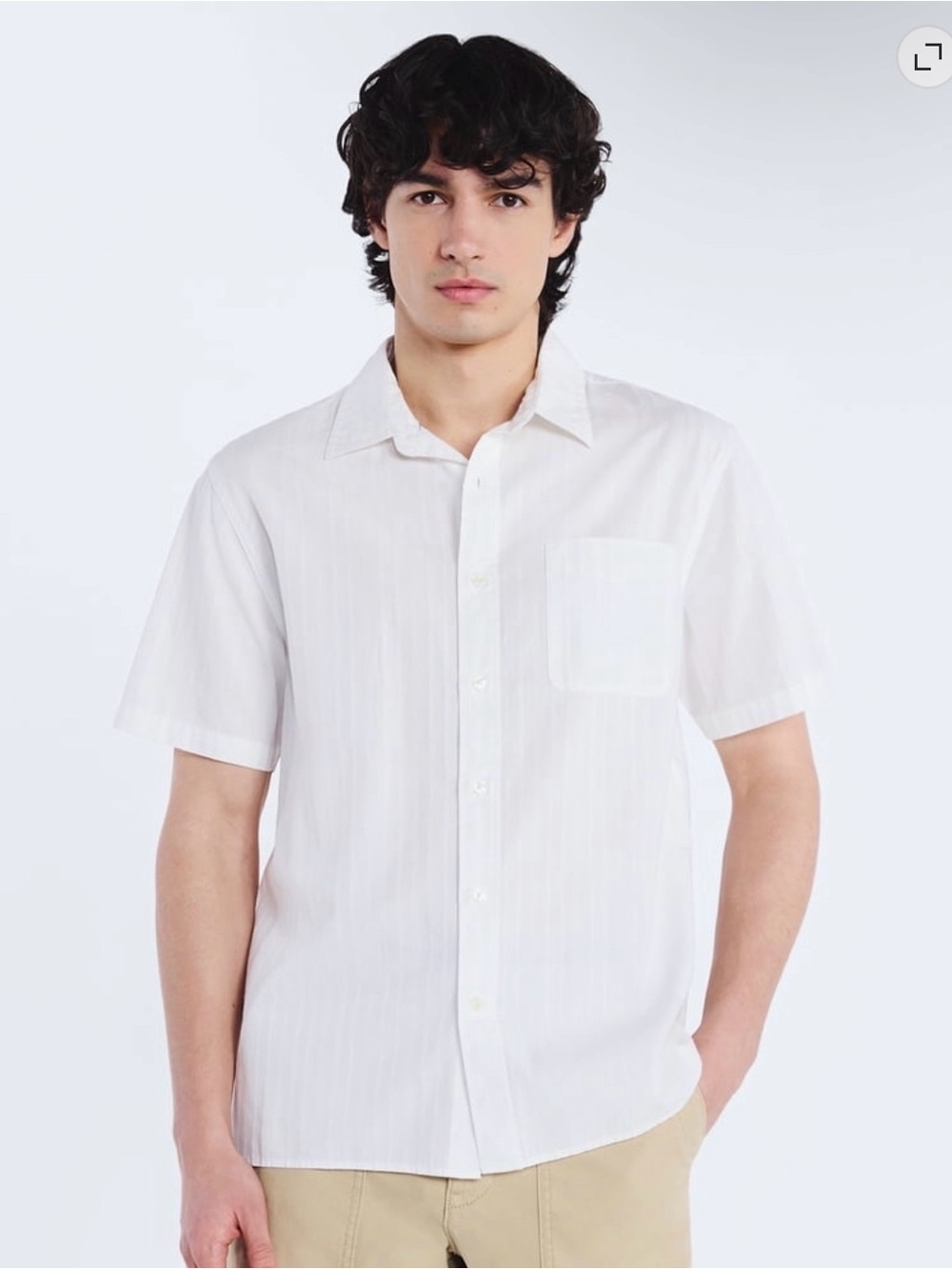 Free Assembly Men's Cotton Dobby Short Sleeve Button Down Shirt